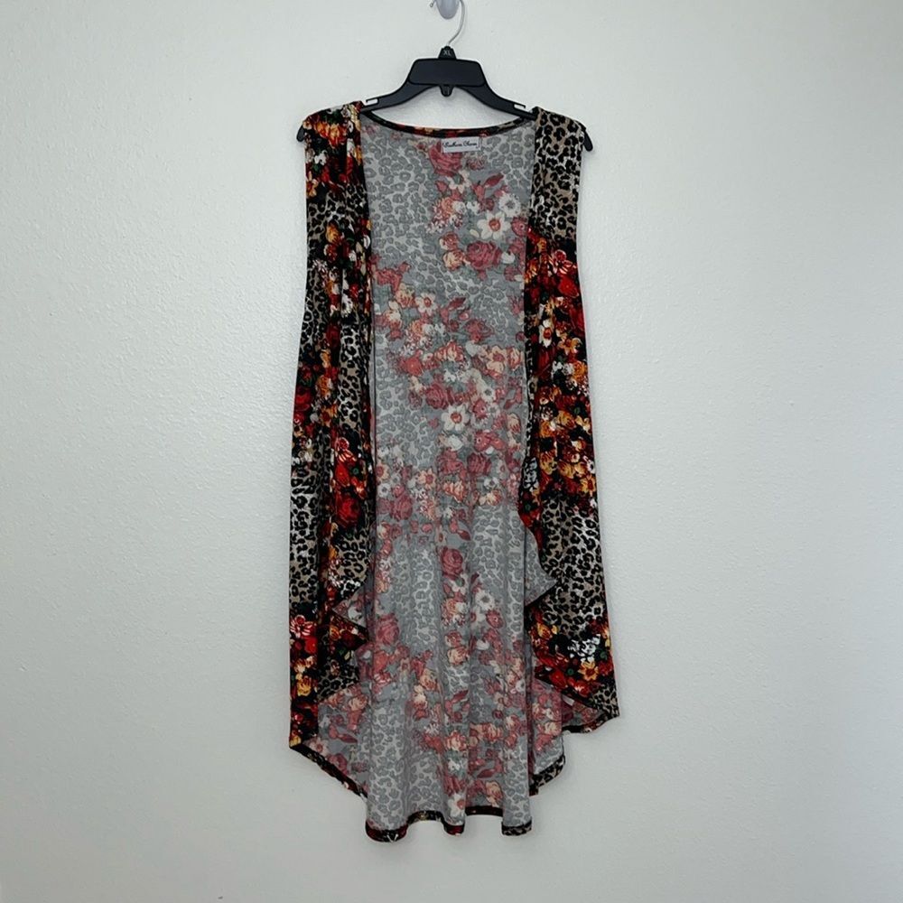 Southern Charm Woman’s waterfall Vest Floral Leopard Animal Print Plus Size